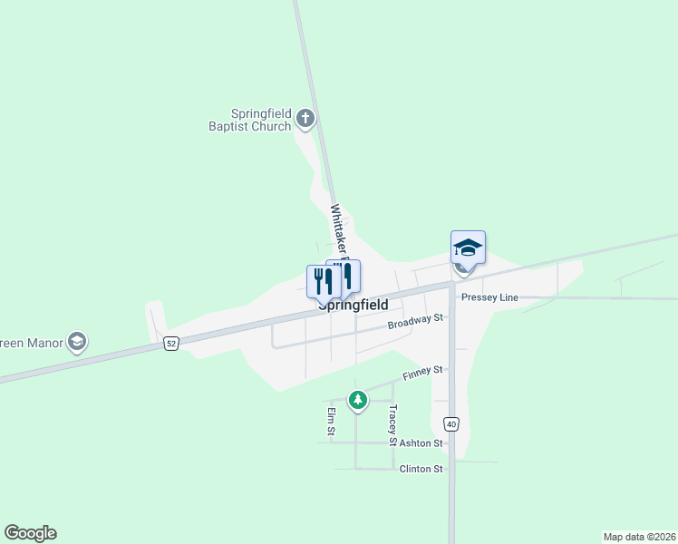 map of restaurants, bars, coffee shops, grocery stores, and more near 25 Whittaker Road in Springfield