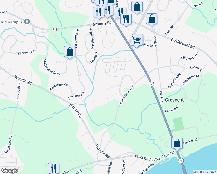 map of restaurants, bars, coffee shops, grocery stores, and more near 56 Spruce Avenue in Clifton Park Center