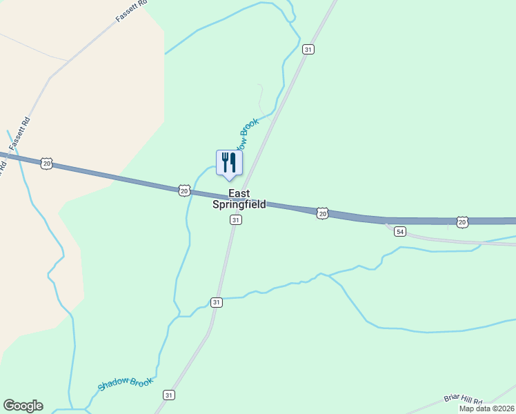 map of restaurants, bars, coffee shops, grocery stores, and more near 5701-5725 U.S. 20 in East Springfield