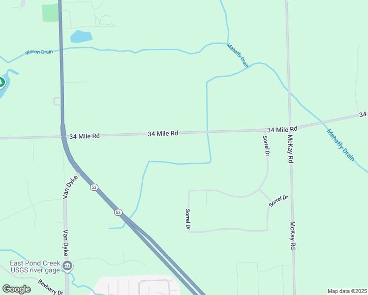 map of restaurants, bars, coffee shops, grocery stores, and more near 12600 34 Mile Road in Macomb County