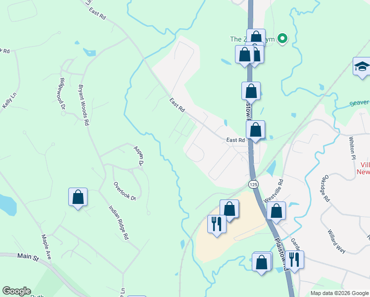 map of restaurants, bars, coffee shops, grocery stores, and more near 9 Marianne Drive in Plaistow