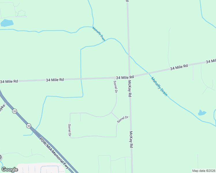 map of restaurants, bars, coffee shops, grocery stores, and more near 72859 Sorrel Drive in Macomb County