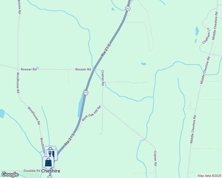 map of restaurants, bars, coffee shops, grocery stores, and more near 4065 Cramer Road in Canandaigua