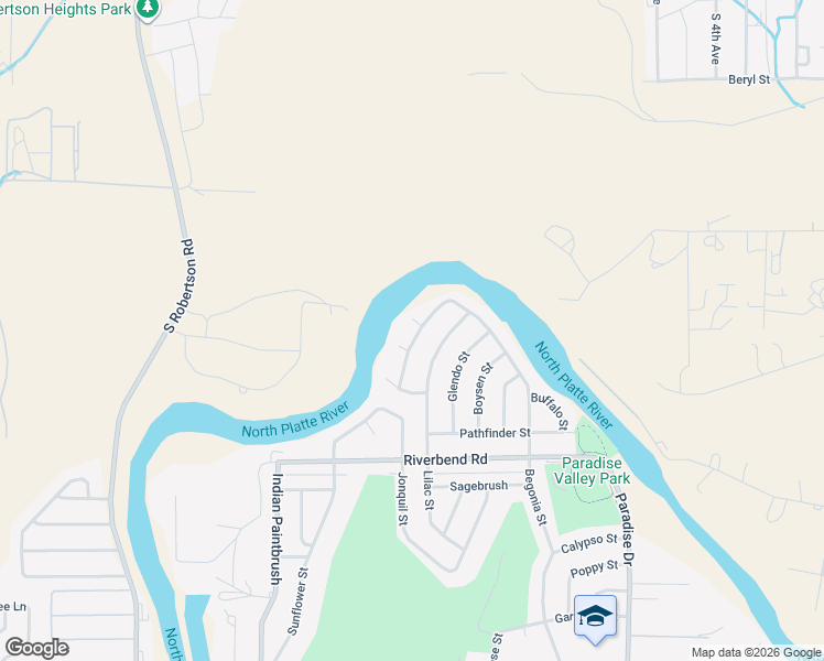 map of restaurants, bars, coffee shops, grocery stores, and more near 1704 Begonia St in Casper