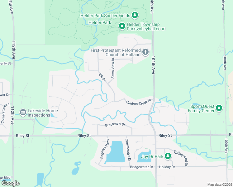 map of restaurants, bars, coffee shops, grocery stores, and more near 3432 Elk Drive in Zeeland