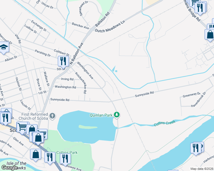 map of restaurants, bars, coffee shops, grocery stores, and more near 1606 Cambridge Manor Drive in Scotia