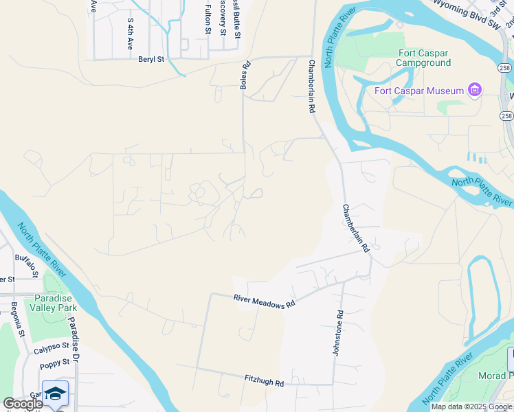 map of restaurants, bars, coffee shops, grocery stores, and more near 1901-2005 Saber Road in Casper