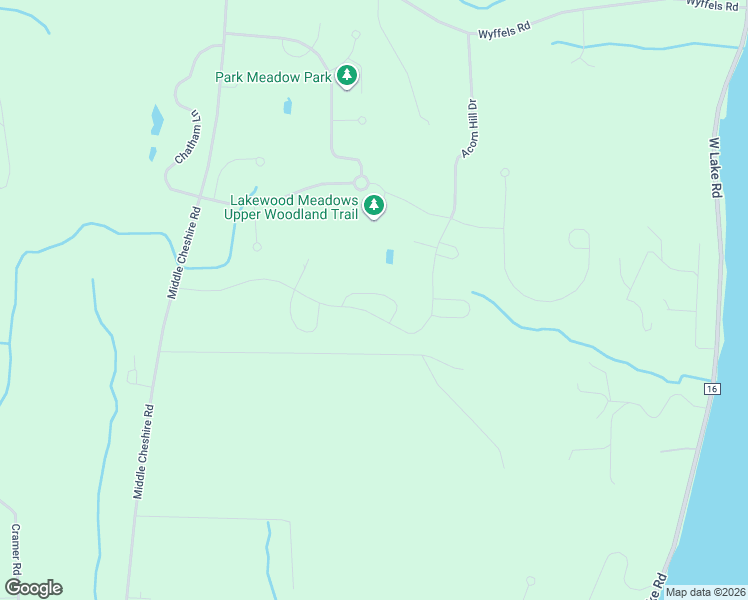 map of restaurants, bars, coffee shops, grocery stores, and more near Saint James Parkway in Canandaigua