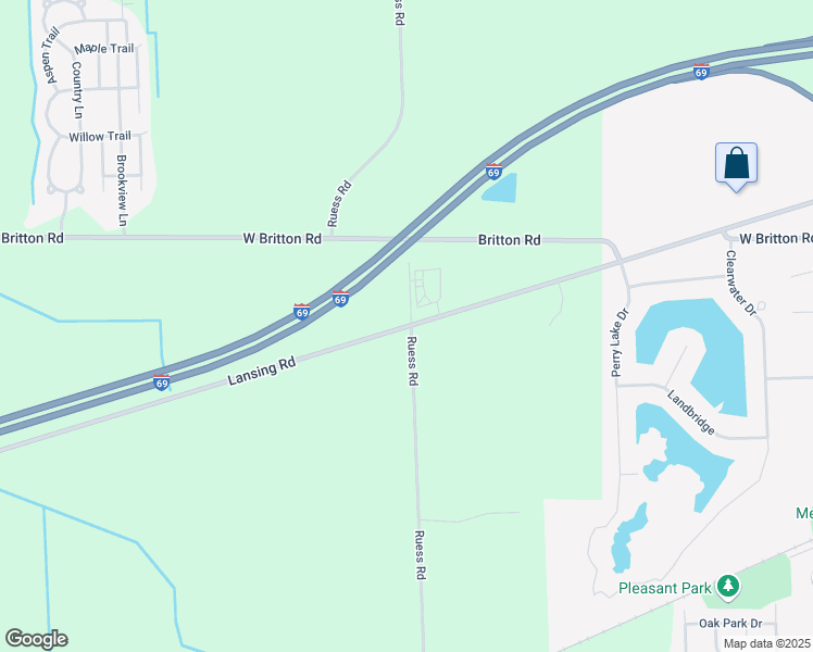 map of restaurants, bars, coffee shops, grocery stores, and more near 3034 West Lansing Road in Perry