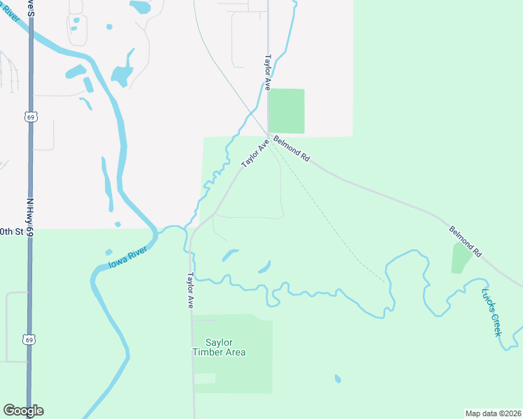 map of restaurants, bars, coffee shops, grocery stores, and more near 1518-1598 Taylor Avenue in Belmond