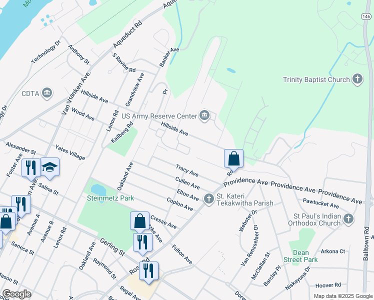 map of restaurants, bars, coffee shops, grocery stores, and more near 1272 Michael Avenue in Schenectady County