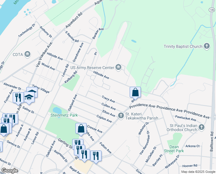map of restaurants, bars, coffee shops, grocery stores, and more near 1272 Michael Avenue in Schenectady County