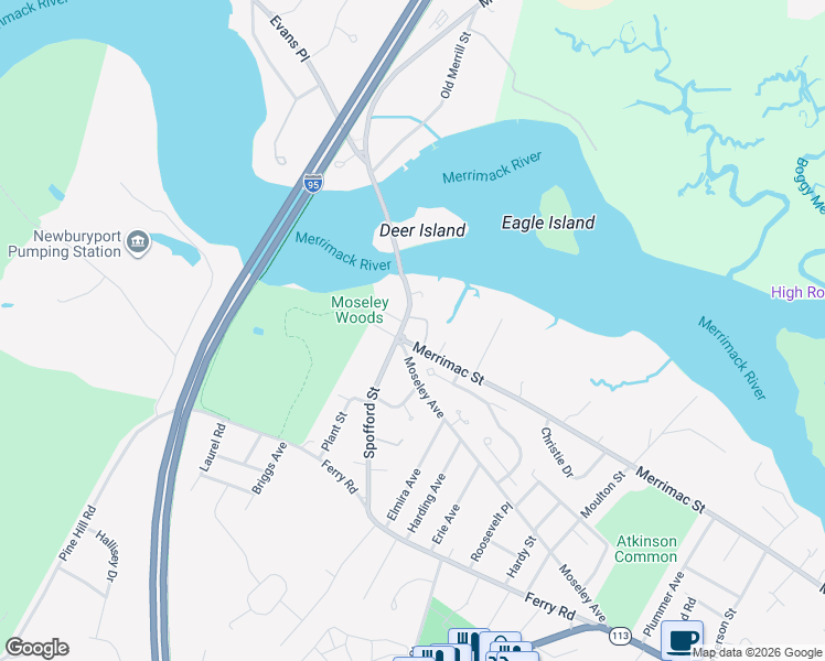 map of restaurants, bars, coffee shops, grocery stores, and more near 19 Spofford Street in Newburyport