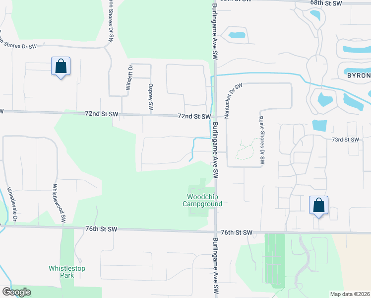 map of restaurants, bars, coffee shops, grocery stores, and more near 1670 Springwind Drive Southwest in Byron Center