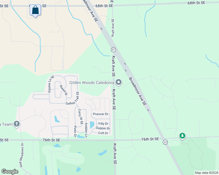 map of restaurants, bars, coffee shops, grocery stores, and more near 7293 Kraft Avenue Southeast in Caledonia