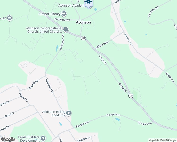 map of restaurants, bars, coffee shops, grocery stores, and more near 10 Rocking Chair Lane in Atkinson