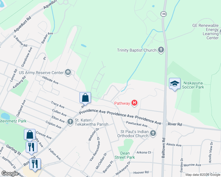 map of restaurants, bars, coffee shops, grocery stores, and more near 25 Connor Court in Schenectady County