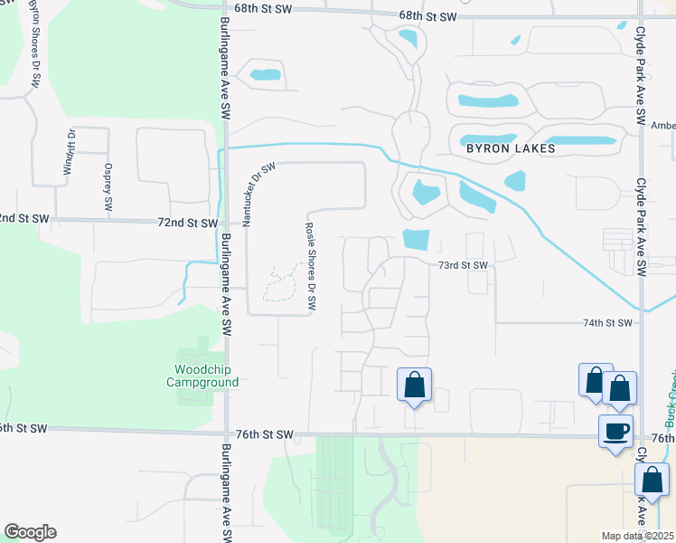 map of restaurants, bars, coffee shops, grocery stores, and more near 7371 Rock Canyon Drive Southwest in Byron Center