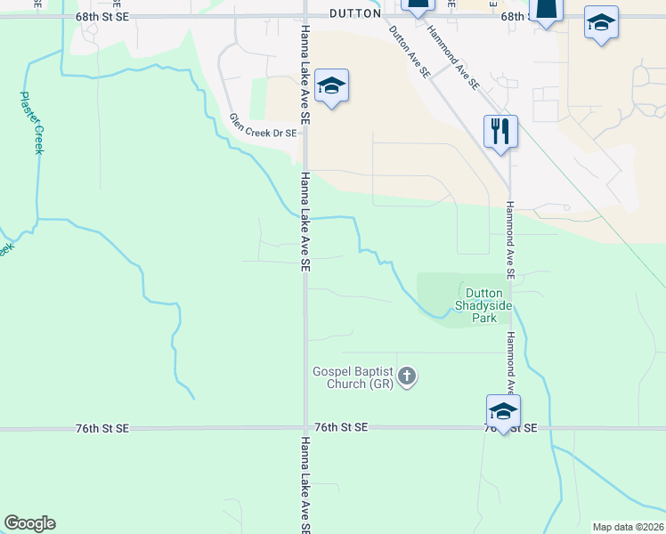 map of restaurants, bars, coffee shops, grocery stores, and more near 7250 Hanna Lake Avenue Southeast in Caledonia