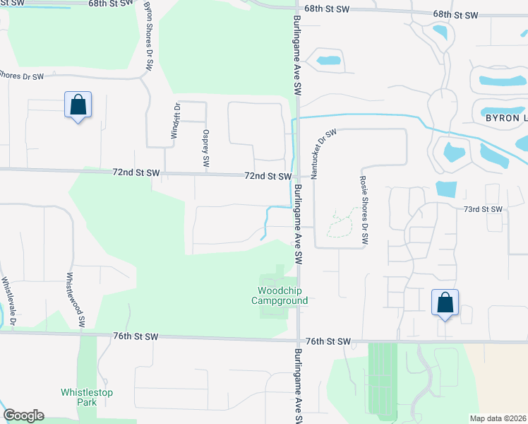 map of restaurants, bars, coffee shops, grocery stores, and more near 1670 Springwind Drive Southwest in Byron Center