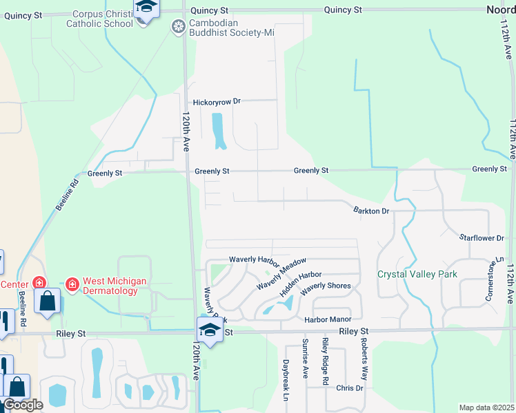 map of restaurants, bars, coffee shops, grocery stores, and more near 11830 Barkton Drive in Holland
