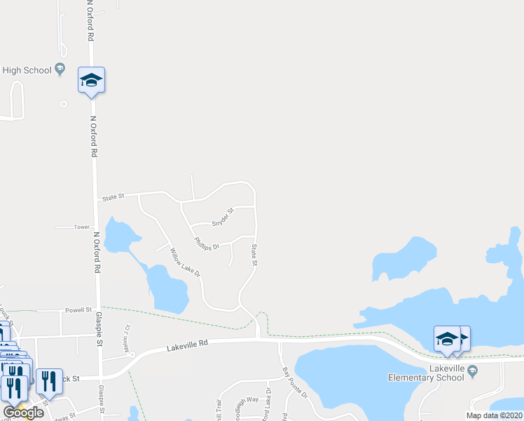 map of restaurants, bars, coffee shops, grocery stores, and more near 290 State Street in Oakland County