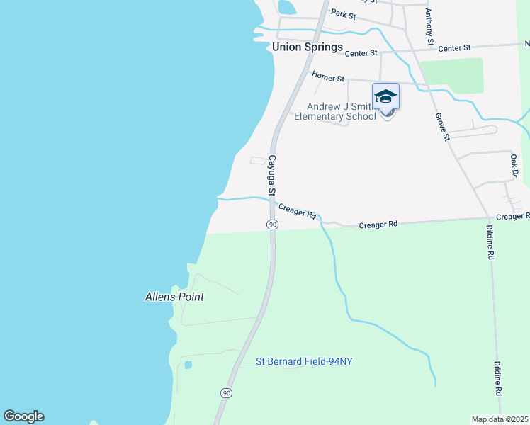 map of restaurants, bars, coffee shops, grocery stores, and more near 13 Cayuga Street in Union Springs