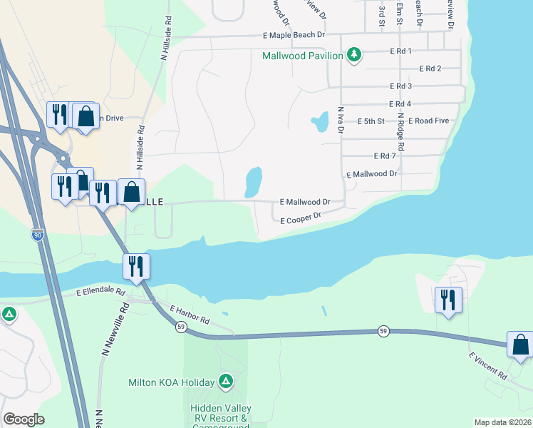 map of restaurants, bars, coffee shops, grocery stores, and more near 1110 East Cooper Drive in Edgerton
