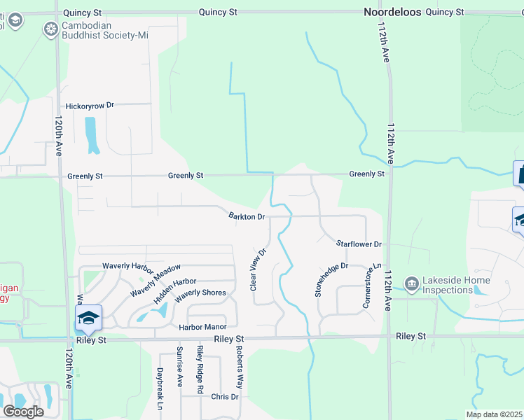 map of restaurants, bars, coffee shops, grocery stores, and more near 11537 Barkton Drive in Holland