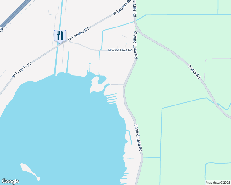 map of restaurants, bars, coffee shops, grocery stores, and more near 8220 East Wind Lake Road in Wind Lake