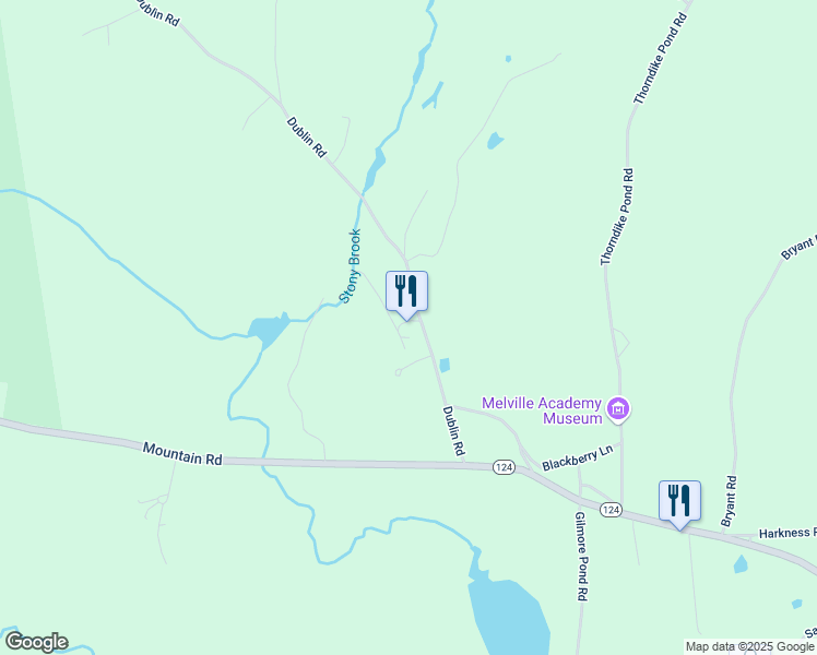 map of restaurants, bars, coffee shops, grocery stores, and more near 53 Dublin Road in Jaffrey