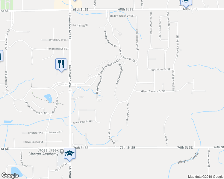 map of restaurants, bars, coffee shops, grocery stores, and more near 7269 Misty Morning Drive Southeast in Caledonia