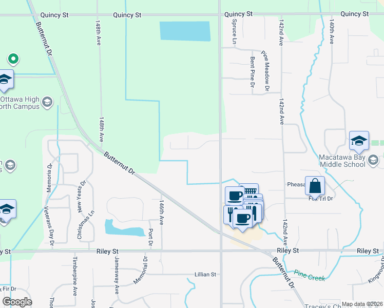 map of restaurants, bars, coffee shops, grocery stores, and more near 14504 Twin Oaks Street in Holland
