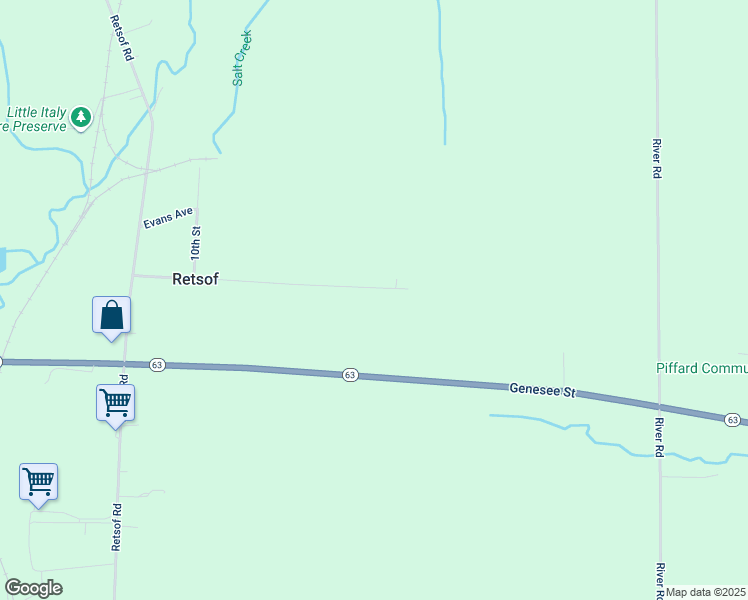 map of restaurants, bars, coffee shops, grocery stores, and more near 2920 Retsof Avenue in Piffard