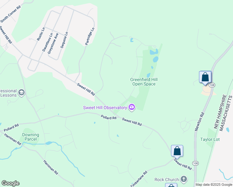 map of restaurants, bars, coffee shops, grocery stores, and more near 2 Greenfield Drive in Plaistow