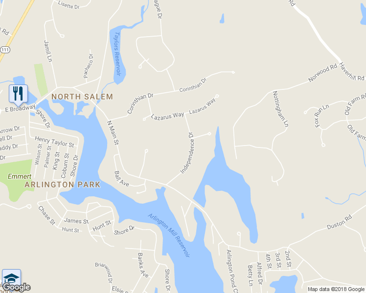 map of restaurants, bars, coffee shops, grocery stores, and more near 11 Independence Drive in Salem