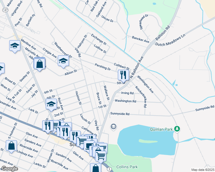 map of restaurants, bars, coffee shops, grocery stores, and more near 251 North Ballston Avenue in Scotia