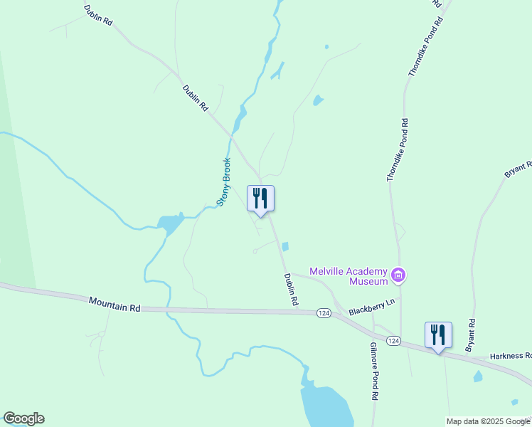 map of restaurants, bars, coffee shops, grocery stores, and more near 53 Dublin Road in Jaffrey