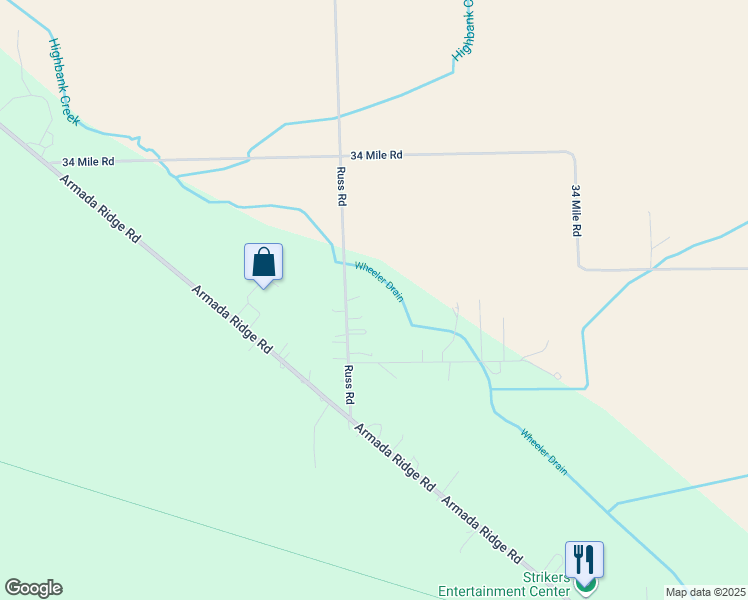 map of restaurants, bars, coffee shops, grocery stores, and more near 72340 Russ Road in Richmond