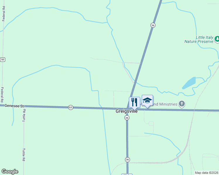 map of restaurants, bars, coffee shops, grocery stores, and more near 2500 Virginia Avenue in Piffard