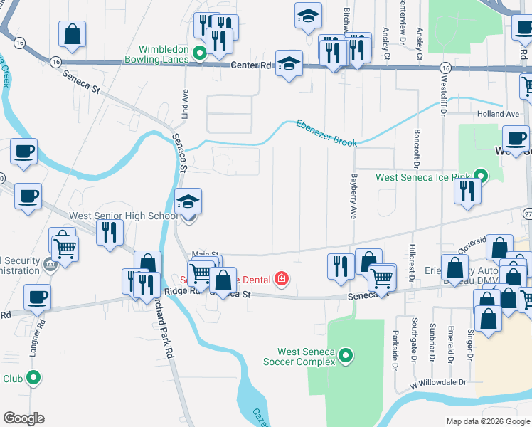 map of restaurants, bars, coffee shops, grocery stores, and more near 40 Jasmine Avenue in Buffalo