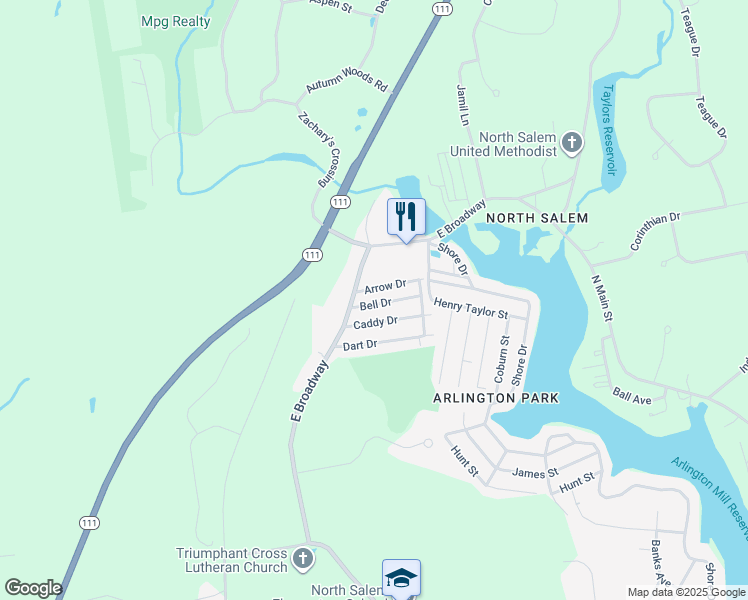 map of restaurants, bars, coffee shops, grocery stores, and more near 68 East Broadway in Salem