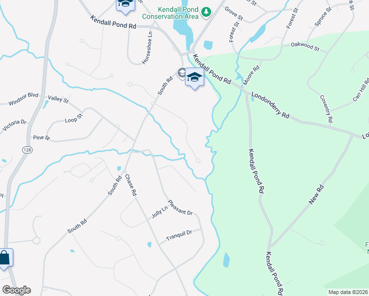 map of restaurants, bars, coffee shops, grocery stores, and more near 12 Brookview Drive in Londonderry
