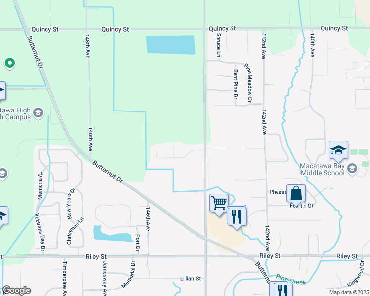 map of restaurants, bars, coffee shops, grocery stores, and more near 14411 Twin Oaks Street in Holland