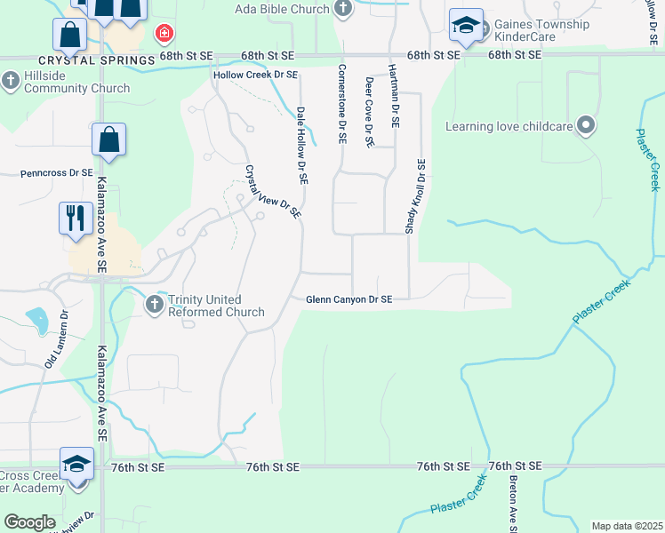 map of restaurants, bars, coffee shops, grocery stores, and more near 2049 Blackmountain Drive Southeast in Caledonia