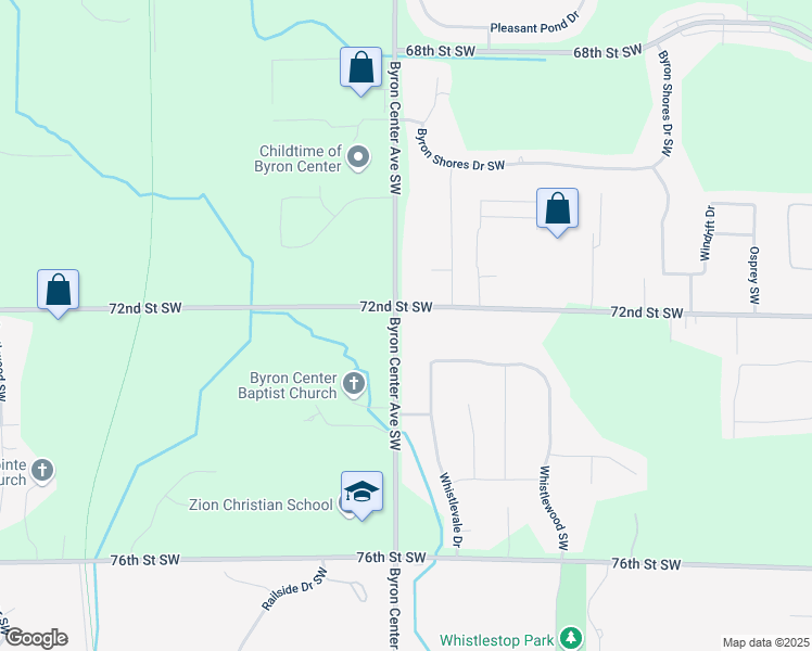 map of restaurants, bars, coffee shops, grocery stores, and more near 2374 72nd Street Southwest in Byron Center