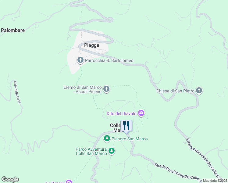 map of restaurants, bars, coffee shops, grocery stores, and more near 13 Circonvallazione San Marco in Colle San Marco