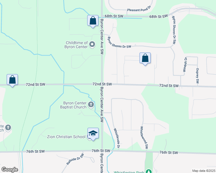 map of restaurants, bars, coffee shops, grocery stores, and more near 2374 72nd Street Southwest in Byron Center