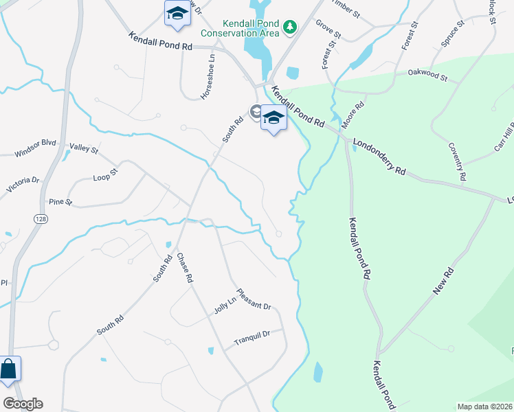 map of restaurants, bars, coffee shops, grocery stores, and more near 12 Brookview Drive in Londonderry