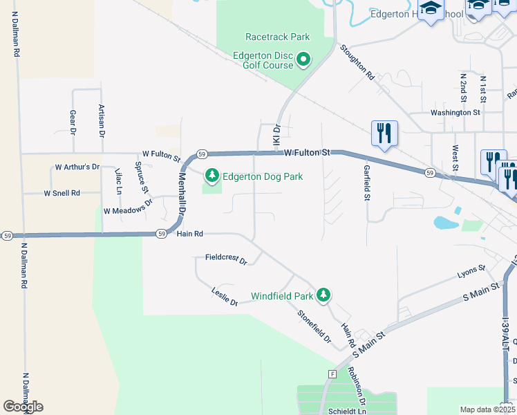 map of restaurants, bars, coffee shops, grocery stores, and more near 1122 Heritage Court in Edgerton
